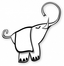 Clip Art: blue elephant black white line art SVG - Clipart library ...
