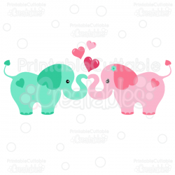 Elephants in Love Clipart and SVG Cut Files | Baby Boy Stuff ...