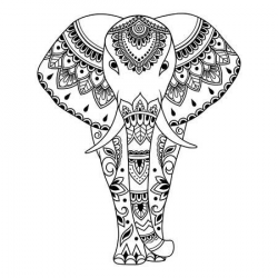 African elephant decorated with Indian ethnic floral vintage ...