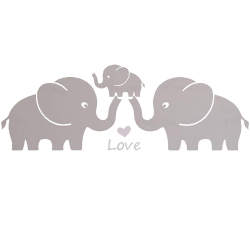 MAFENT Three Cute Elephant Family Wall Decal with Love Hearts Quote Art  Baby or Nursery Wall Decor Bedroom Decoration (Grey, Small)