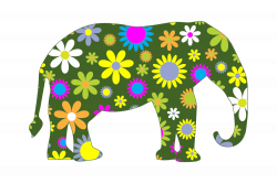 OnlineLabels Clip Art - Retro Floral Elephant