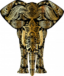Clipart - Gold Floral Pattern Elephant