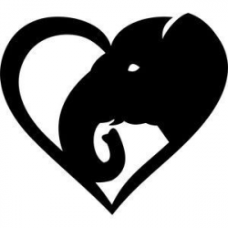 Silhouette Design Store: elephant heart | glass | Elephant ...