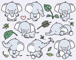 Premium Vector Clipart - Kawaii Elephant - Cute Elephant ...