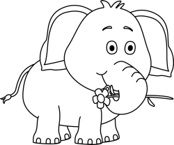 Cute Elephant Drawings | Black and White Elephant with a ...