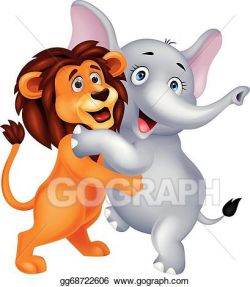 Vector Art - Lion and elephant embracing. EPS clipart ...
