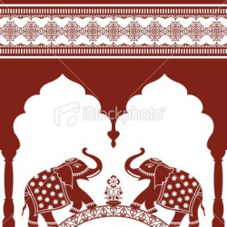 Arch, seamless border and elephants can easily be used ...