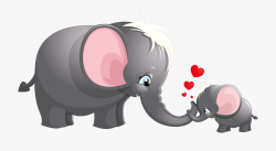 Transparent Cute Mom And Kid Elephant Cartoon Picture ...
