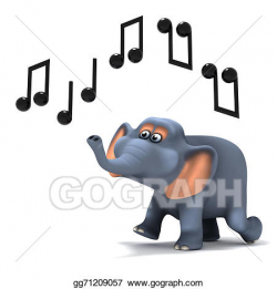 Stock Illustration - 3d elephant hears music. Clipart ...