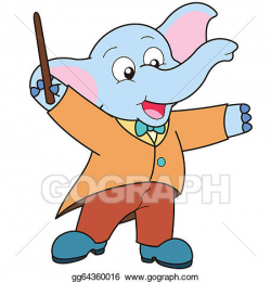 Vector Stock - Cartoon elephant music conductor. Clipart ...
