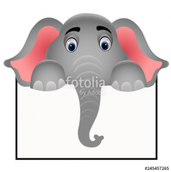 Elephant Character - Holding Blank Board