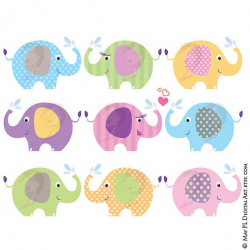 Commercial Use Elephant Clip Art Pastel Digital Pink Blue ...