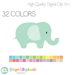 Elephants Clipart - Pastel