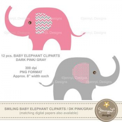FREE Clipart: Baby Elephant clipart , Pink and Grey elephant ...
