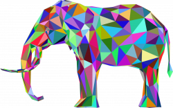 Clipart - Prismatic Low Poly 3D Elephant