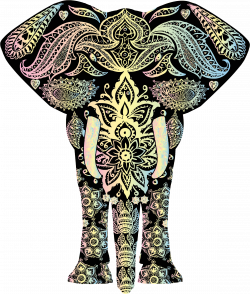 Clipart - Pastel Floral Pattern Elephant