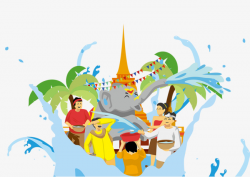 Cartoon Water Festival Songkran, Water Clipart, Cartoon ...