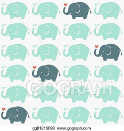Vector Illustration - Seamless elephants wallpaper patter ...