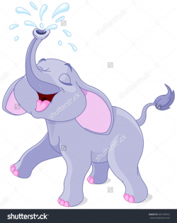 Illustration Of Playing Baby Elephant With Water - 205198762 ...