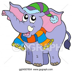 Stock Illustration - Elephant in winter clothes. Clipart ...