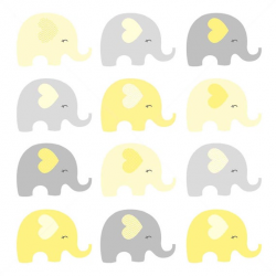 Cute Gray AND Yellow Elephants Digital Clipart, Yellow and grey elephants  clipart, elephant clipart, Elephant baby shower