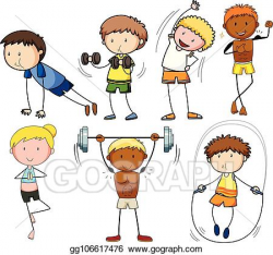 EPS Vector - A set of doodle kids exercise. Stock Clipart ...