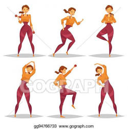Vector Art - Woman or girl doing sport exercise. Clipart ...