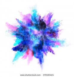 Explosion of colored powder, isolated on white background ...