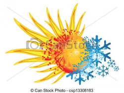 Vector of logo hot and cold with an explosion of fire and ...