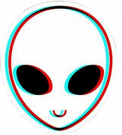 ftestickers alien glitch white colors blue ufo red 
