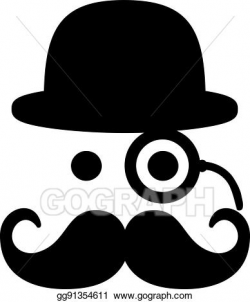 Vector Stock - Mustache with eye monocle and bowler. Clipart ...