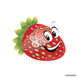 strawberry, smiley, character, face, cute, cartoon, vector ...