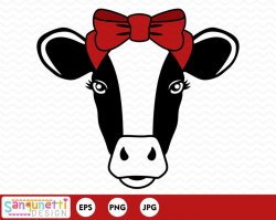 Cow clipart, cow face farm digital art instant download