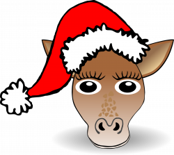 Clipart - Funny Giraffe Face Cartoon with Santa Claus hat