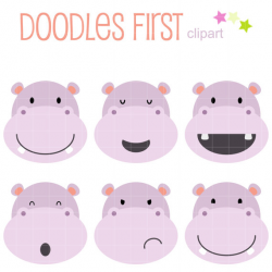 Cute Hippo Faces Clip Art for Scrapbooking Card Making ...