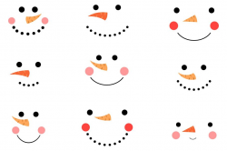 Cute snowman face clip art set, Funny snowmen nose mouth eye