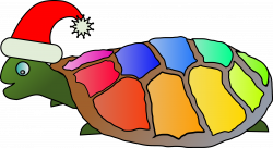 Funny Clip Art Tortoise Wearing Santa Clause Cap