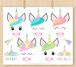 Unicorn Face Stamps Clipart