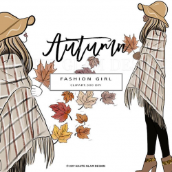 Autumn Fashion Clipart, Fall Fashion Girls, Fashion Illustration, Autumn  Leaves Clipart, Hand Drawn, 5 Individual PNG Designs, 300 DPI