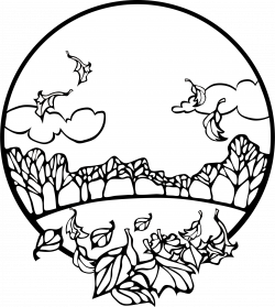Clipart - Fall Scene Coloring Page
