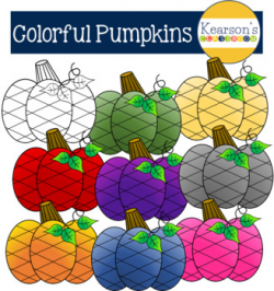 Cross Hatch Colorful Fall Pumpkin Clip Art