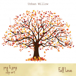Clipart Fall Tree, Clipart Autumn Tree, Clipart Autumn, Autumn Graphics,  Liquid Amber Tree, Golden leaves, Orange Leaves, Natural Tree