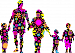 Clipart - Floral Family Holding Hands Minus Ground Silhouette