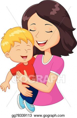 Vector Art - Cartoon happy family mother holding. EPS ...