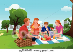 Vector Art - Family having a picnic in the park. Clipart ...