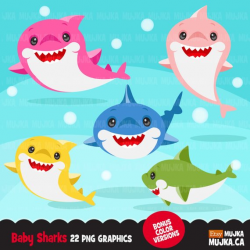 Baby Shark clipart. Cute colorful shark graphics, shark ...