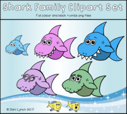 Shark Family Clipart Set #AugTpTClipLove