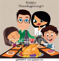 EPS Vector - Family in thanksgiving day. Stock Clipart ...