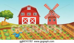 EPS Illustration - Farmland with crops on the farm. Vector ...