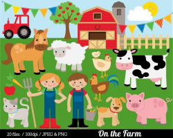 Farm Animal Clipart, Farmyard Clip Art, Barn Farmer Horse Cow Pig Sheep  Rooster Chicken Tractor - Commercial & Personal - BUY 2 GET 1 FREE!